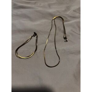 Medici‎ Vintage Women's Jewelry Set Bracelet & Necklace Gold Tone Chain